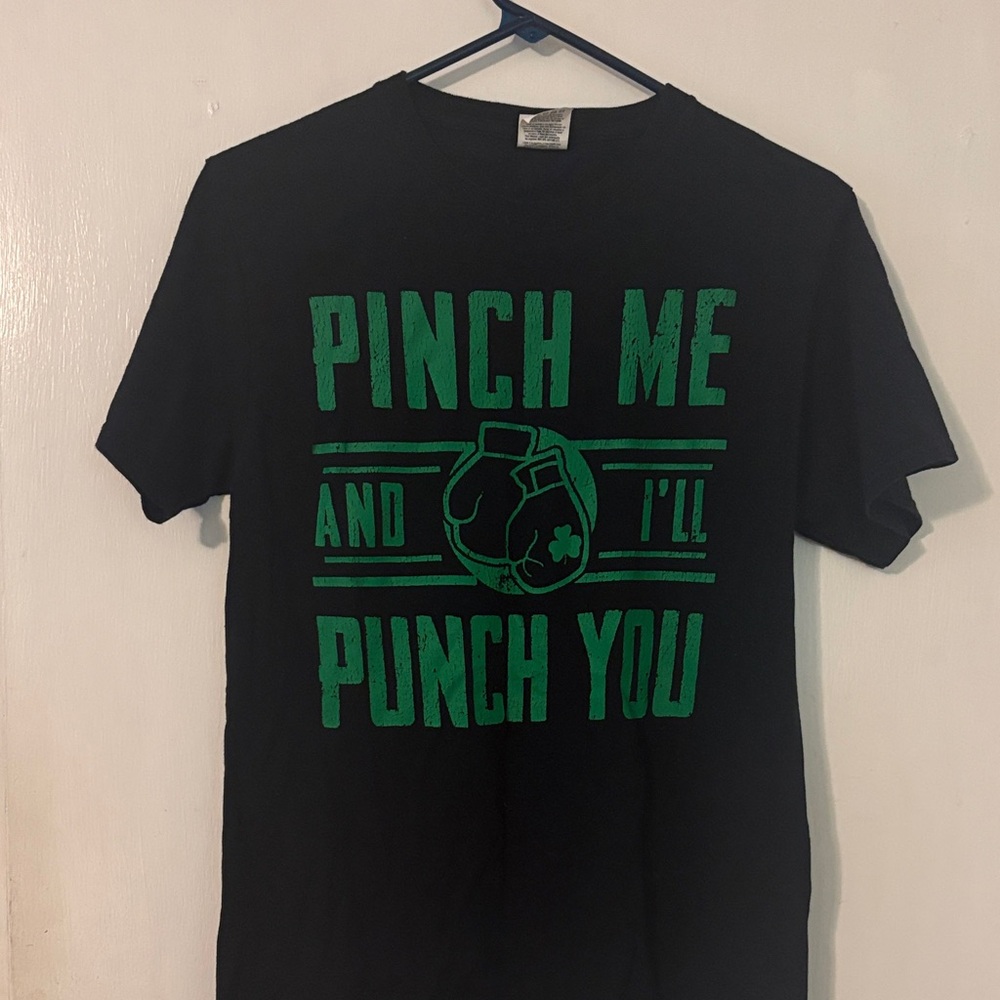 Kids Small size 10 Boy Tee with Green 'Pinch Me and I'll Punch You' Graphic